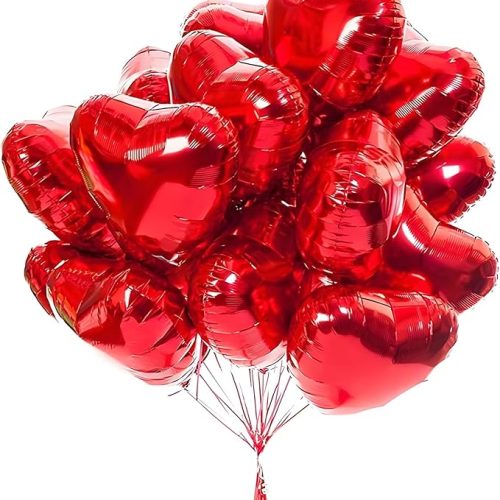 25pcs Red Heart Shape Foil Mylar Balloons 18inch Valentine's Day Decor Birthday Party Decorations,Wedding,Engagement,Holiday Supplies