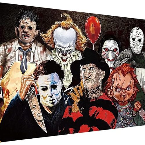 Halloween Diamond Painting Kits for Adults,5D Full Round Diamond Halloween Clown Diamond Art Kit, Large Dots Diamond Painting for Beginners, DIY Beads for Home Wall Decor, 27.5" x 15"