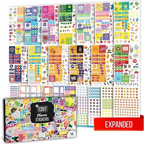 Expanded Aesthetic Planner Stickers – Contains 1397 Pcs, 23 Sheets with Numbered Dates, Seasonal, Scrapbook, Calendar & Journal for Monthly Planning, Organization, and Creative Fun