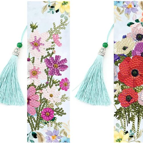 1 2 Pieces Morning Glory Bookmark Diamond Painting Kit, Painting Flower Bookmark Diamond Art Dots for Reading Enthusiasts Adult Beginner Graduation Book Decor