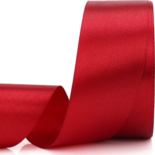 1 25 Yards 1-1/2 inches Wide Satin Ribbon Suitable for Wedding, Party and Gift Box Packaging Ribbon (Wine red)