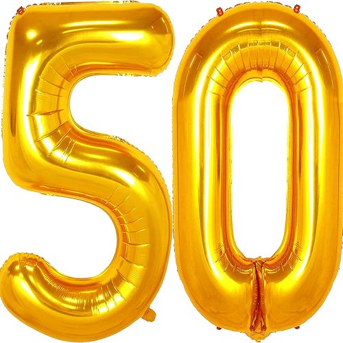 50 Number Balloons Gold Big Giant Jumbo Number 50 Foil Mylar Balloons for 50th Birthday Party Supplies 50 Anniversary Events Decorations