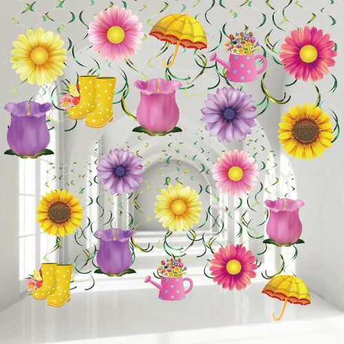 30 Pcs Spring Flower Hanging Swirl Decorations Summer Themed Sunflower Baby Shower Decor for Women Kids Birthday Baby Shower Mother's Day Wedding Party Decorations