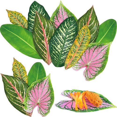 100 Pcs Charcuterie Board Parchment Paper Tropical Leaves 8.7 Inch Paper Leaves for Cheese Board Double Sided Tropical Parchment for Holiday Party Decorations Table Food Serving