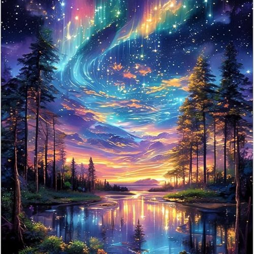 1 Starry Sky Diamond Art Kits for Adults-5D Diamond Painting Kits with Complete DIY Tools,Full Drill Diamond Dots Gem Art Crafts for Adults,Perfect Home Wall Decor and Gift-12x16in