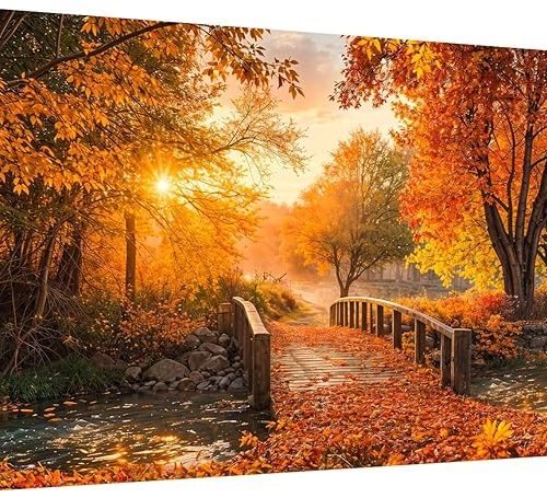 1 Large Diamond Art Kits for Adults - DIY 5D Landscape Diamond Painting Kits for Adults,Full Drill Forest Diamond Painting, Sunset Gem Art Kits for Home Wall Decor 27.5x15.7 Inch