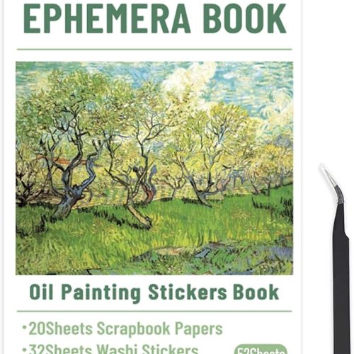 1 Oil Painting Sticker Book, 52 Sheets 500+ Scrapbook Stickers, Vintage Oil Painting Aesthetics Stickers for Adults and Teens, Junk Journal Supplies for Scrapbooking Journaling DIY