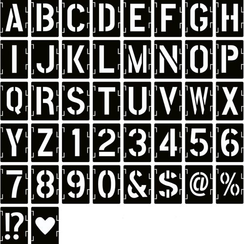 2 Inch Letter Stencils Symbol Numbers Craft Stencils, 42 Pcs Reusable Alphabet Templates Interlocking Stencil Kit for Painting on Wood, Wall, Fabric, Rock, Chalkboard, Sign, DIY Art Projects