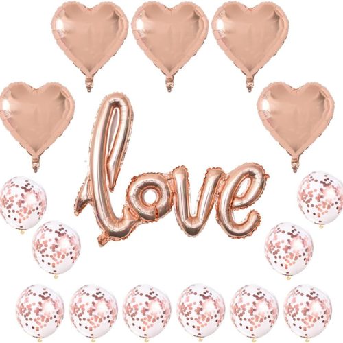 1 Valentines Day Decorations 42 Inch LOVE Foil Balloons 18 inch Heart Mylar Balloons 12 inch Confetti Balloons for Wedding Engagement Anniversary Party Decorations Supplies (Rose Gold)