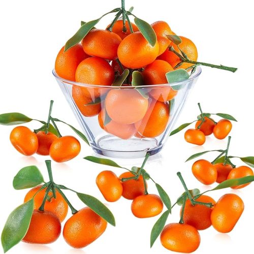 7 Clusters Artificial Mini Orange Simulation Decorative Tangerine Kitchen Table Fake Orange Realistic Artificial Fruit Bowl Tray Faux Fruit for Home Party Kitchen Festival Decor