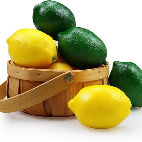 12 Pcs Fake Lemons Limes,Artificial Lemons Fake Fruits Lemon for Kichen Party Chirstmas Decor Photography Prop, Artificial Fruits Lemon Prop, Double Colour(6 Green+6 Yellow)
