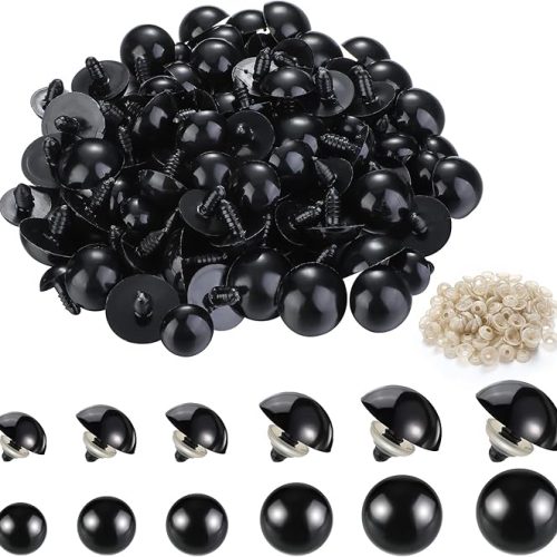 120 Pieces 14-24 mm Safety Eyes for Amigurumi Large Black Plastic Eyes with Washer Animal Crafts for DIY of Puppet Crochet Stuffed Animal Bear Making Supplies, 6 Sizes