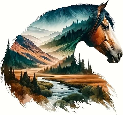 Horse Diamond Art Painting Kits for Adults, Round Full Drill Mountain Road Diamond Art Kits, 5D DIY Paint with Diamonds Crafts Animal for Home Wall Decoration Gifts 12×12Inch Horse Head