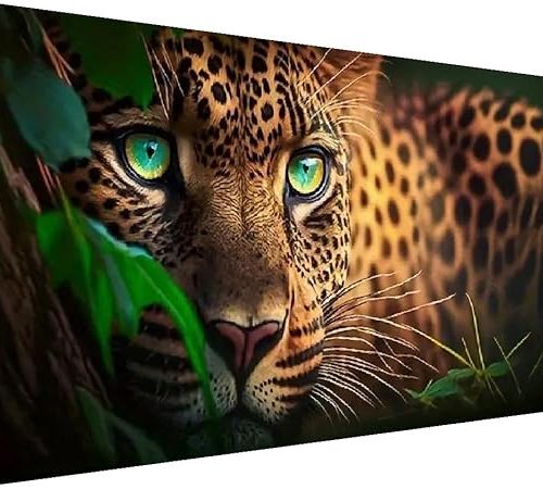 5D Diamond Painting Kits for Adults,Animal Leopard Diamond Art Kits for Adult Beginner,DIY Full Drill Diamond Dots Paintings with Gem Art and Crafts for Adults Home Wall Decor 27.5 x15.7 inch