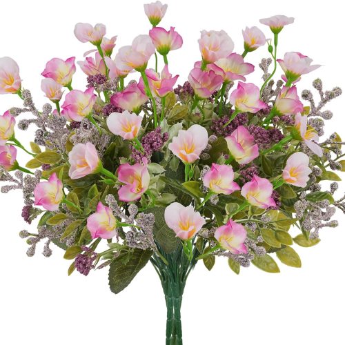 1 4Pcs Artificial Silk Wildflowers, Artificial Faux Pink Cherry Blossom Bouquet for Bedroom Kitchen Bathroom Home Garden Terrace Hanging Flower Pots and Other Indoor Decoration