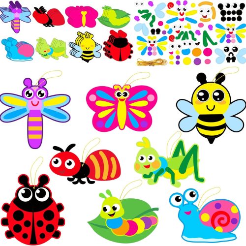 1 32 Packs Spring Bug Craft Kits for Kids Spring DIY Bug Bee Butterfly Ladybug Sticker Mothers Day Craft for Early Education Insect Craft Set for Home Class Fun Game Activities