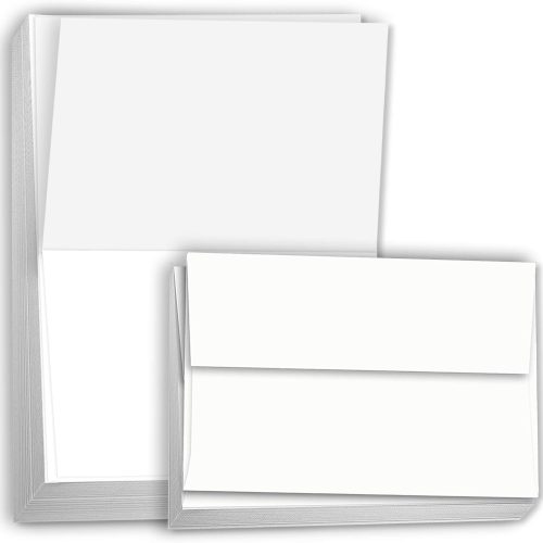 1 White Cardstock Thick Paper Blank Place Tent Folded A2 Cards - Greeting Invitations Stationary - 4 1/4 x 5 1/2" Heavy weight 80 lb Card Stock for Printer (Bright)