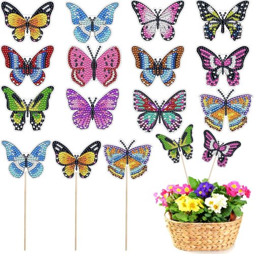1 Butterfly Diamond Art Kit - 12 PCS Mini Art Craft Supplies for Adults - Garden Decor Painting