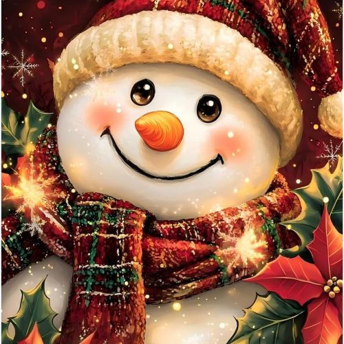 1 Christmas Diamond Art Kits for Adults,Snowman Diamond Painting Kits for Adults Beginners,5D DIY Round Full Drill Gem Art Paint by Diamonds Dots Crafts Kits for Home Decor Gift 12x16inch
