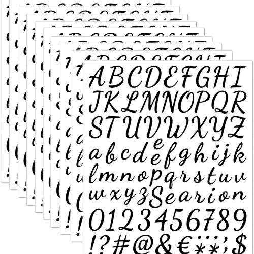 1 760pcs 10 Sheets Self Adhesive Vinyl Letters Numbers Kit, (black) Cursive Mailbox Numbers Sticker for Mailbox, Signs, Window, Door, Cars, Trucks, Home, Business, Address Number (1inch, 10 Black Set)