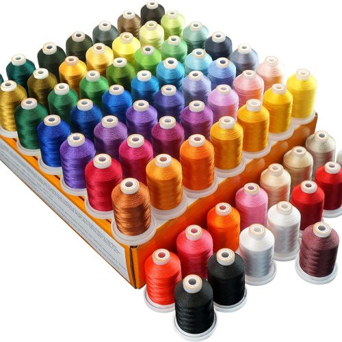 New brothread 64 Spools 1000M (1100Y) Polyester Embroidery Machine Thread Kit for Professional Embroiderer and Beginner Each Spool with Locking Base Resists Thread Tangling