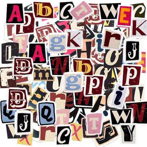 104Pcs Alphabet Stickers Waterproof Vinyl Decals Vintage Letter Stickers A-Z for Scrapbooks Notebook Water Bottle Laptop