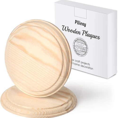 2Pcs 4 Inch Round Wooden Plaque, Unfinished Natural Pine Circle Plaque Wood Base for Craft Projects and DIY Home Decoration