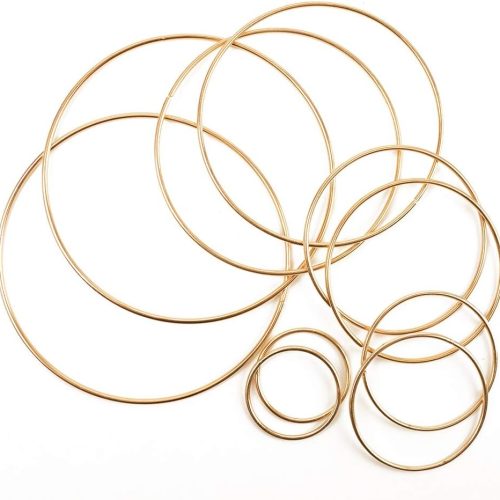 BigOtters Dream Catcher Rings, 10PCS Wreath Macrame Rings Gold Metal Floral Hoops for Making Wedding Wreath Decor Wall Hanging Crafts, 5 Sizes(2" x2, 3" x2, 4" x2, 5" x2, 6" x2)