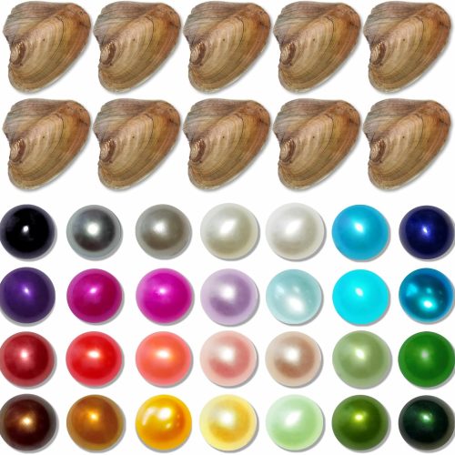 30PC Freshwater Pearl Love Wish Pearl Oyster with Round Pearl Inside Meaningful Color Cultured Oyster Pearls Beads for Jewelry Making Crafts Gifts(5.5-7.5mm, 30 PCS/Lot)