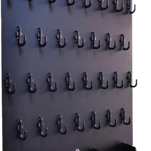 P0004 Acrylic Key Hooks Upgrade Thick Buckle 14 3/4ʺW x 18 3/4ʺL Wall-Mounted Key Hanging Board with 30 Hooks for Garage, Car Dealer, Office, Hotel, Real Estate (Matte Black with Pallet)