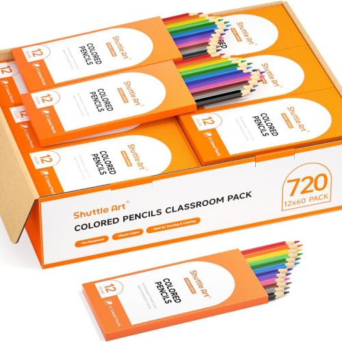 1 720 Colored Pencils Bulk, 12 Vibrant Colors, Pack of 60, Pre-sharpened Coloring Pencils, Wood Colored Pencil for Kids Teachers, Classroom Essentials, Back to School Supplies