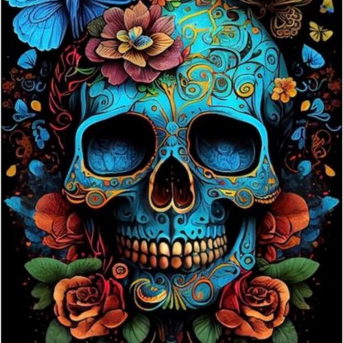 Skull Paint by Numbers Kit for Adults-Butterfly Adult Paint by Number Kits on Canvas,Skeleton Painting by Number Adult for Gift Home Wall Decor(16x20inch)