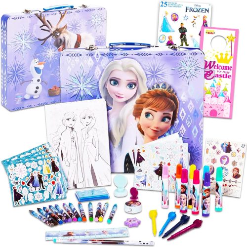 Art Set - Bundle with with Carrying Case, Coloring Utensils, Coloring Pages, Stickers and More | Frozen Arts and Crafts Kit for Kids