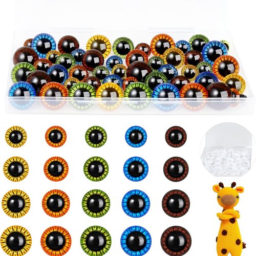 Safety Eyes 80 PCS 10mm-18mm Safety Eyes for Amigurumi Plastic Craft Colored Safety Eyes for Crochet with Washers Crochet Eyes for Plush Stuffed Animals, Stuffed Toy and Halloween Decorations