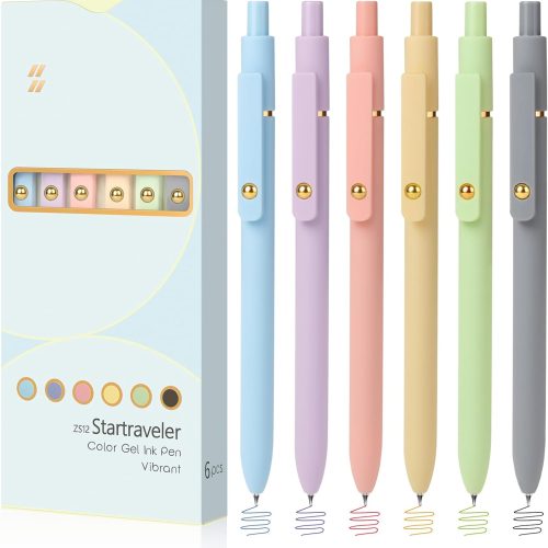Colored Pens, 6 Pack Colorful Gel Pens, Quick-Dry 0.7mm Medium Point for Journaling, Note Taking, Doodling, Aesthetic Office School Supplies, Gifts for Women Men(Multiple Colors)