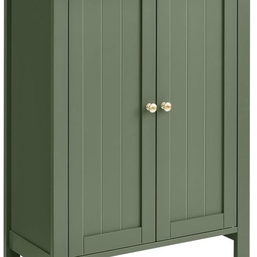 Floor Storage Cabinet, Freestanding Storage Unit with 2 Adjustable Shelves, for Bathroom Living Room Dining Kitchen, 11.8 x 23.6 x 31.5 Inches, Forest Green UBCB060C01