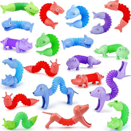 1 20Pcs Animal Pop Tubes Fidget Toys, Gift for Toddlers Kid Boy Grandkid,Party Favors, Carnival Prizes,Piñata Stuffers,Stress Relief Sensory Toys for Kids 3-8