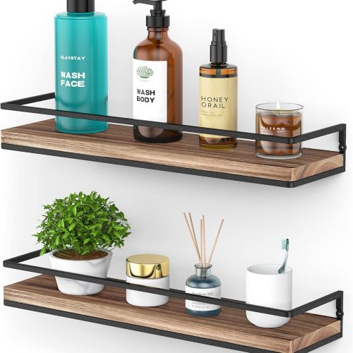 Bathroom Cabinet Wall Mounted, Bamboo Over-The-Toilet Storage Organizer, Space Saver Medicine Cabinet with 2 Door and Adjustable Shelves (Walnut)
