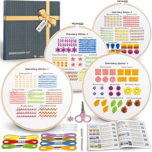Classic Embroidery Stitches Practice Kit, Embroidery Kit for Beginners, Beginner Embroidery Kit for Adults, Hand Embroidery Kit for Kids, Stitches Kit