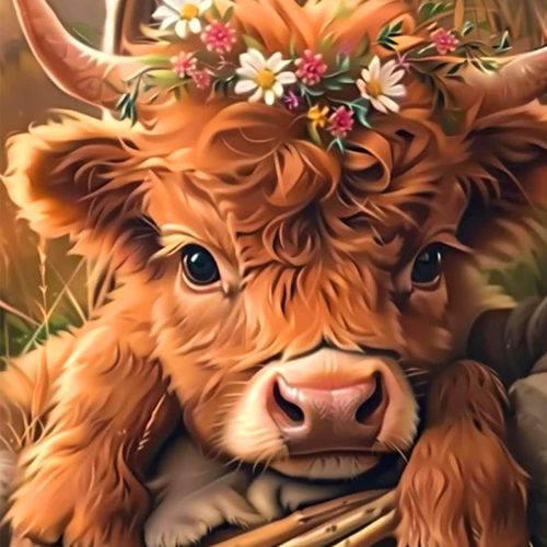 Highland Cow Diamond Painting Kits for Adults Beginners - Cow Diamond Art Kits for Adults, Full Drill DIY 5D Diamond Painting Cows Baby Gem Art Crafts Kits for Home Wall Decor 12x16 in