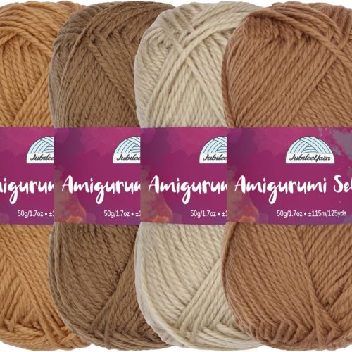 JubileeYarn Amigurumi Select Yarn - Baby Acrylic - Shades of Brown - 4 Skeins