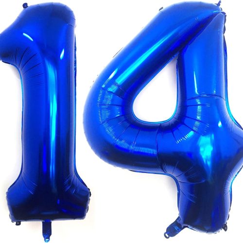 40 Inch Navy Blue 14 Number Balloons Giant Jumbo Huge 14 or 41 Foil Mylar Helium Number Digital Balloons Dark Blue Birthday Mylar Digital Balloons 14th Birthday Anniversary Events Party Decorations