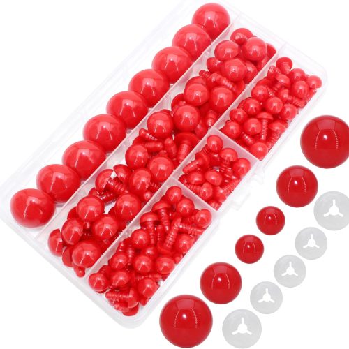 200Pcs Safety Eyes and Secure Washers for Amigurumi Crochet - Thalinfayi 10/15/24mm Red Plastic Safety Eyes Crochet Craft Eyes for Amigurumi, Crafts, Crochet Doll DIY Making Supplies