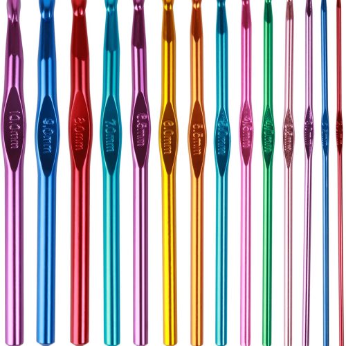 Crochet Hooks Set, Aluminum Handle Knitting Needles for Arthritic Hands, Crochet Needles for Yarn Craft, Nice Gift for Women