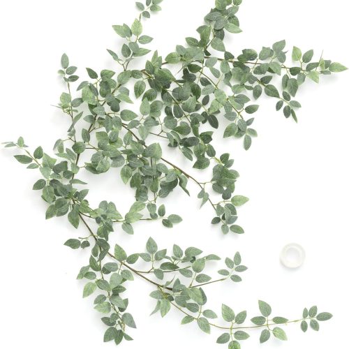Artificial Rose Green Leaf Garland Greenery Vine for DIY Wedding Head Table Welcome Sign Table Centerpieces Candle Ring Fireplace Plant Leaves Garland Decor
