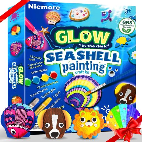 Kids Sea Shell Art & Crafts: Glow in The Darkness Painting Kits Crafts for Age 4-6 4-8 8-12 Gift for Boys Girls Art Supplies Activities Toy Gifts for 3 4 5 6 7 8 9 10 11 12 Year Old