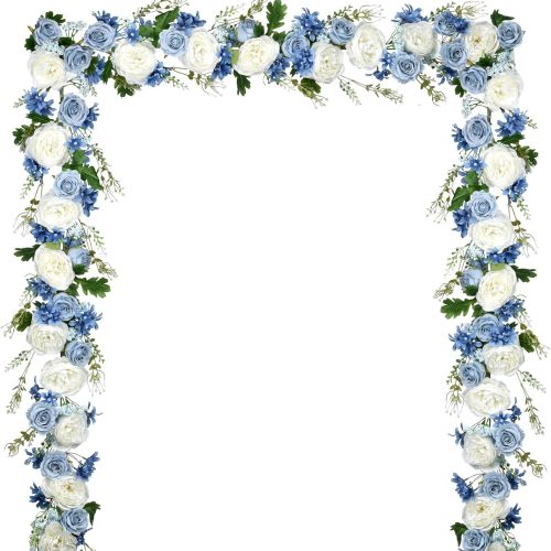 2 Pack Artificial Peony Flower Garland - 6ft Silk Peony Red Flower Garland Arch Flower Vine for Wedding Party Table Decoration(Blue and White)