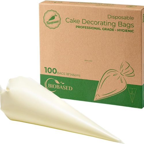 18-Inch Biobased Disposable Piping Bags, Plant Based Cake Decorating Pastry Bag - Pack of 100