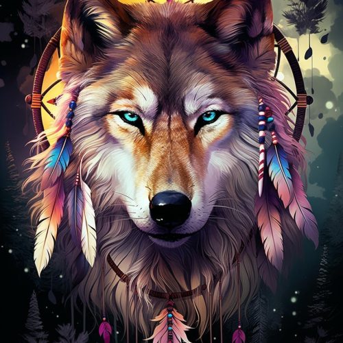 Diamond Craft Painting Art Kits for Adults Wolf, Paint by Diamond Gem Art Kits Full Drill Embroidery Mosaic Making (12"x16")