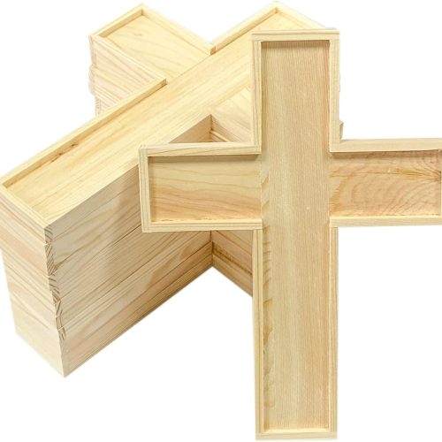 12 Pack 9 Inches Unfinished Wood Crosses Natural Solid Wooden Cross Framed Cross for Party Church School Homemade Crafts (9 x 6.3 x 0.47Inches)